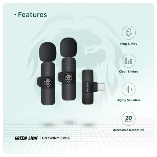 Green Lion 3 in 1 Wireless Microphone gadgetflex.lk